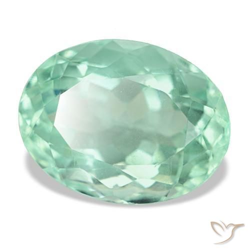 Fluorita verde natural 11,70ct, corte oval, VS
