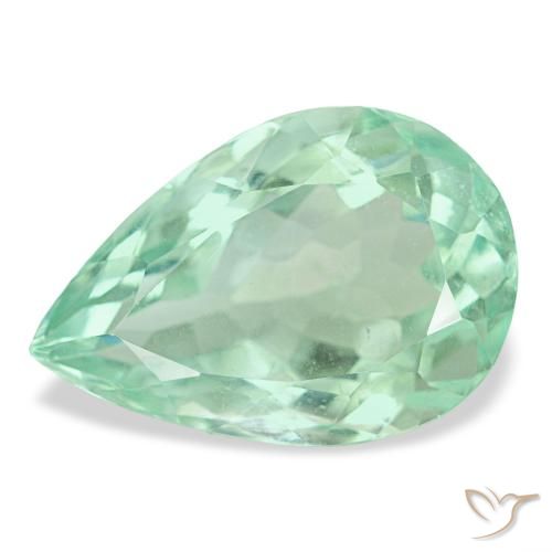 Fluorita turquesa natural 9,02ct, formato de pêra, VVS-VS
