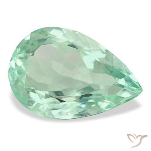 Fluorita turquesa natural 9,02ct, formato de pêra, VVS-VS
