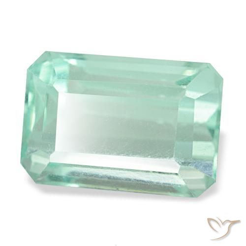 Fluorita turquesa natural 9,24ct, corte esmeralda, VVS-VS
