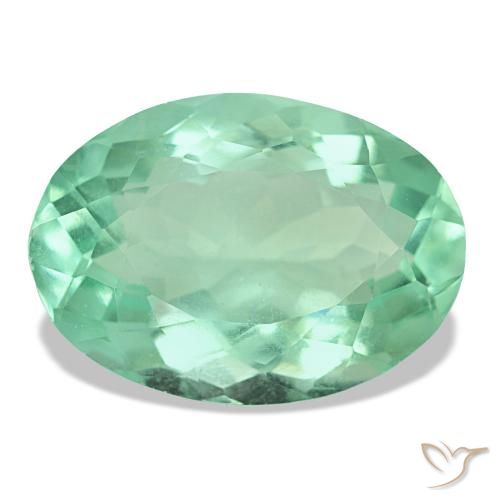 Fluorita verde natural 12,36ct, corte oval, VS