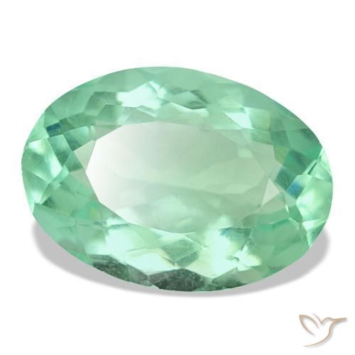 Fluorita verde natural 12,36ct, corte oval, VS