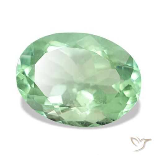Fluorita verde natural 6,46ct, corte oval, VS
