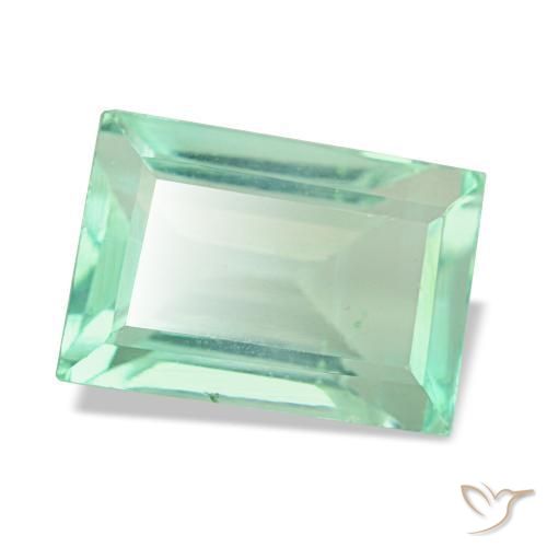 Fluorita verde natural 3,81ct, baguete, VS