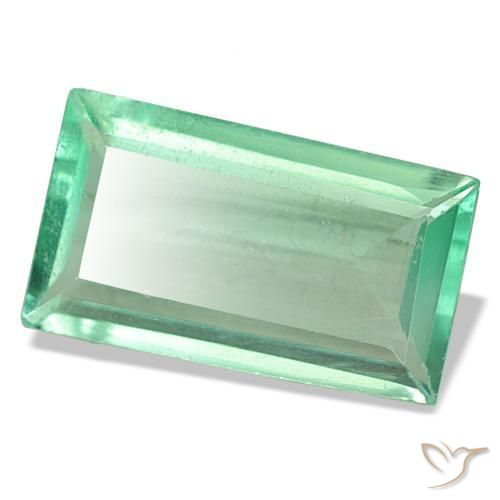 Fluorita verde natural 7,49ct, baguete, VS
