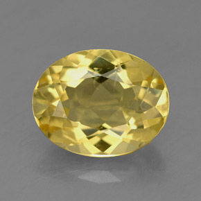 Berilo dourado amarelo natural 1,48ct, corte oval, VVS