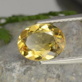 Berilo dourado amarelo natural 1,52ct, corte oval, VVS-VS
