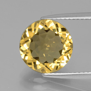 Berilo dourado amarelo natural 3,42ct, corte redondo, VVS-VS