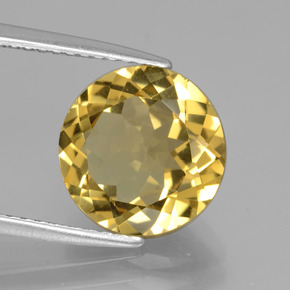 Berilo dourado amarelo natural 3,42ct, corte redondo, VVS-VS