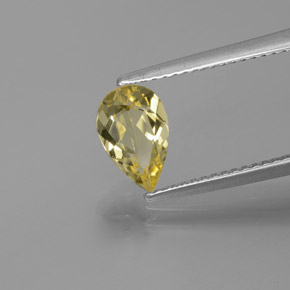 Berilo dourado amarelo natural 1,11ct, formato de pêra, VVS-VS