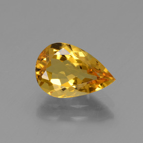Berilo dourado amarelo natural 1,64ct, formato de pêra, VVS
