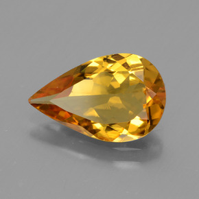 Berilo dourado ouro natural 1,95ct, formato de pêra, VVS-VS