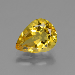 Berilo dourado ouro natural 1,97ct, formato de pêra, VVS