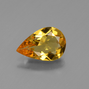 Berilo dourado ouro natural 1,18ct, formato de pêra, VVS
