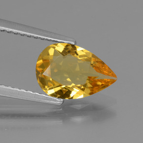 Berilo dourado ouro natural 1,22ct, formato de pêra, VVS-VS