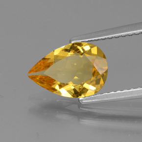 Berilo dourado ouro natural 1,22ct, formato de pêra, VVS-VS