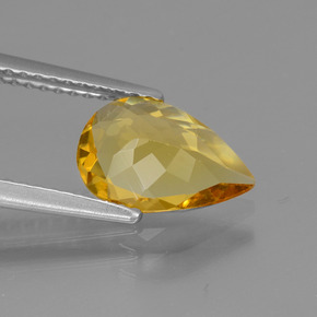 Berilo dourado ouro natural 1,22ct, formato de pêra, VVS-VS