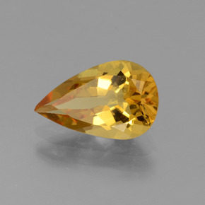 Berilo dourado amarelo natural 1,62ct, formato de pêra, VVS-VS