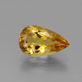 Berilo dourado ouro natural 1,70ct, formato de pêra, VVS-VS