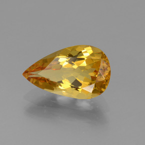Berilo dourado ouro natural 1,70ct, formato de pêra, VVS-VS