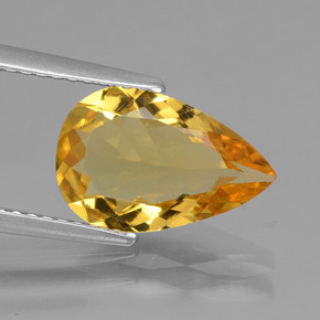 Berilo dourado amarelo natural 1,94ct, formato de pêra, VVS-VS