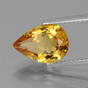 Berilo dourado ouro natural 2,33ct, formato de pêra, VVS-VS