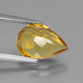 Berilo dourado ouro natural 2,33ct, formato de pêra, VVS-VS