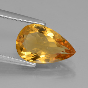 Berilo dourado amarelo natural 1,68ct, formato de pêra, VVS-VS