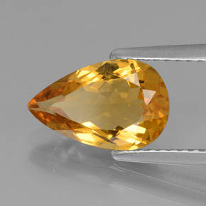 Berilo dourado amarelo natural 1,68ct, formato de pêra, VVS-VS