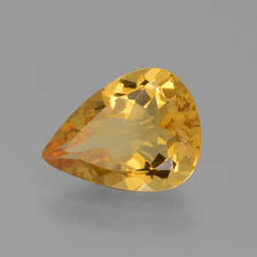 Berilo dourado ouro natural 1,63ct, formato de pêra, VVS