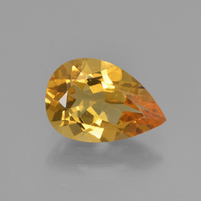 Berilo dourado ouro natural 1,38ct, formato de pêra, VVS-VS