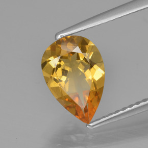Berilo dourado ouro natural 1,38ct, formato de pêra, VVS-VS