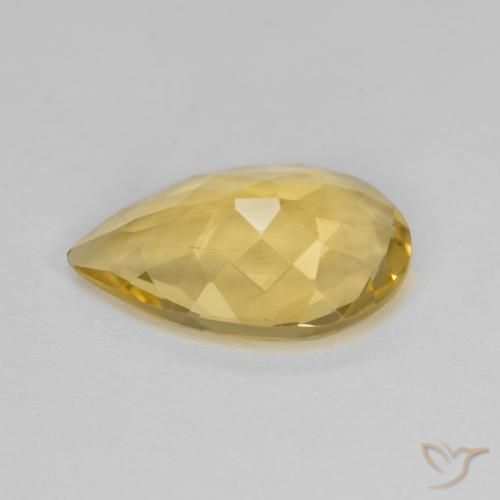 Berilo dourado amarelo natural 3,39ct, formato de pêra, VS