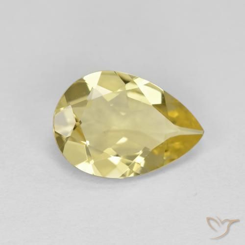 Berilo dourado amarelo natural 1,46ct, formato de pêra, VVS-VS