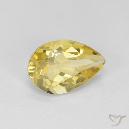 Berilo Dourado Luz amarela Natural 1.34ct, Formato de pêra, VVS-VS