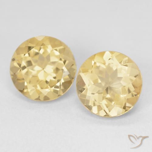 Pedras preciosas de berilo dourado amarelo natural de 5,20 ct, corte redondo, VS