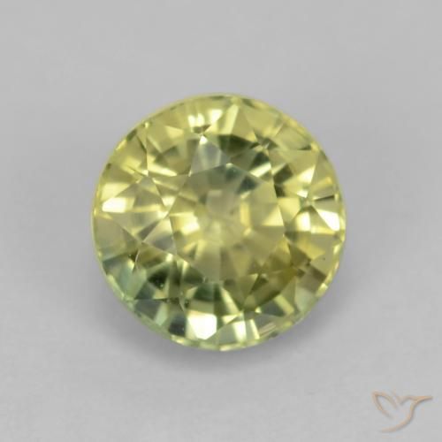 Granada grossularita amarelo médio Natural 0.69ct, Redondo, VVS-VS