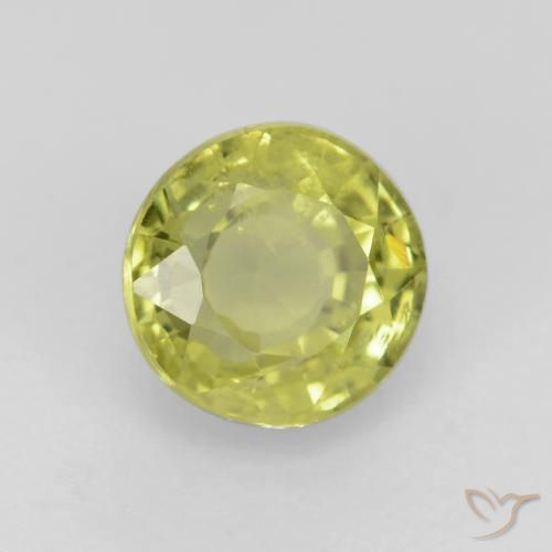 Granada grossularita amarelo médio Natural 0.70ct, Redondo, VS
