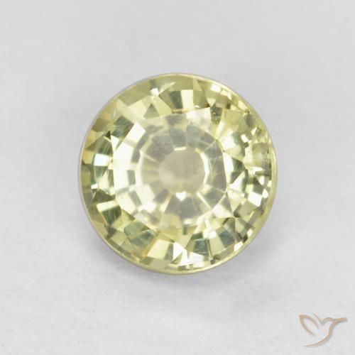 Granada grossularita amarelo médio Natural 0.59ct, Redondo, VS-SI