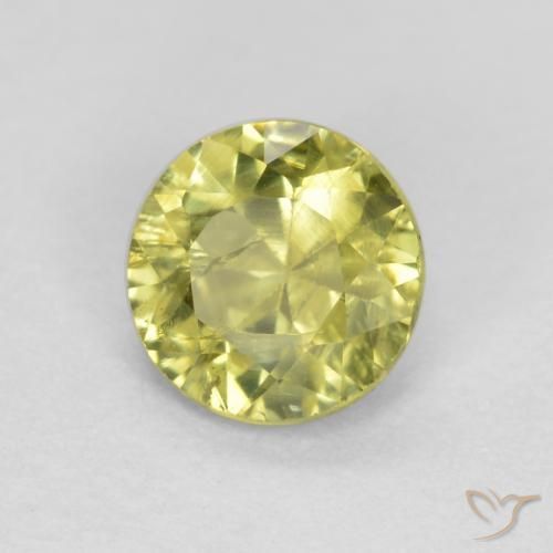 Granada grossularita Amarelo Esverdeado Claro Natural 0.48ct, Redondo, VS-SI