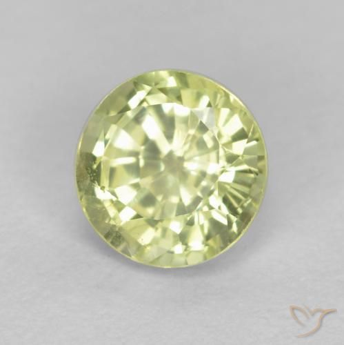Granada grossularita Amarelo Esverdeado Claro Natural 0.55ct, Redondo, VS