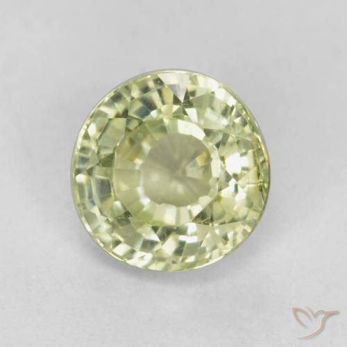 Granada grossularita Amarelo Esverdeado Claro Natural 0.51ct, Redondo, VS