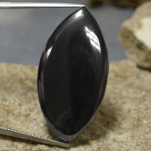 Hematita cinza natural 44,75ct, marquise, opaco