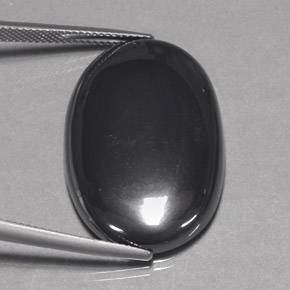 Hematita cinza natural 43,96ct, corte oval, opaco