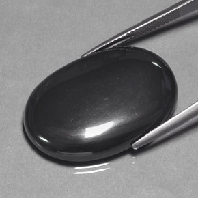 Hematita cinza natural 43,96ct, corte oval, opaco
