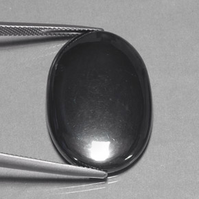 Hematita cinza natural 31,89ct, corte oval, opaco