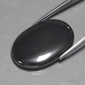 Hematita cinza natural 31,89ct, corte oval, opaco
