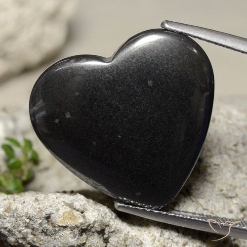 23.99ct Natural Cinza escuro Hematita, Coração, Opaco