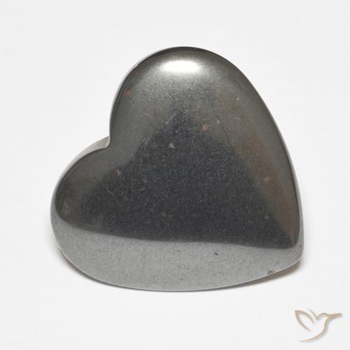 Hematita Cinza prateado Natural 23.70ct, Coração, Opaco