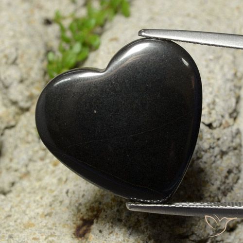 22.87ct Natural Cinza escuro Hematita, Coração, Opaco